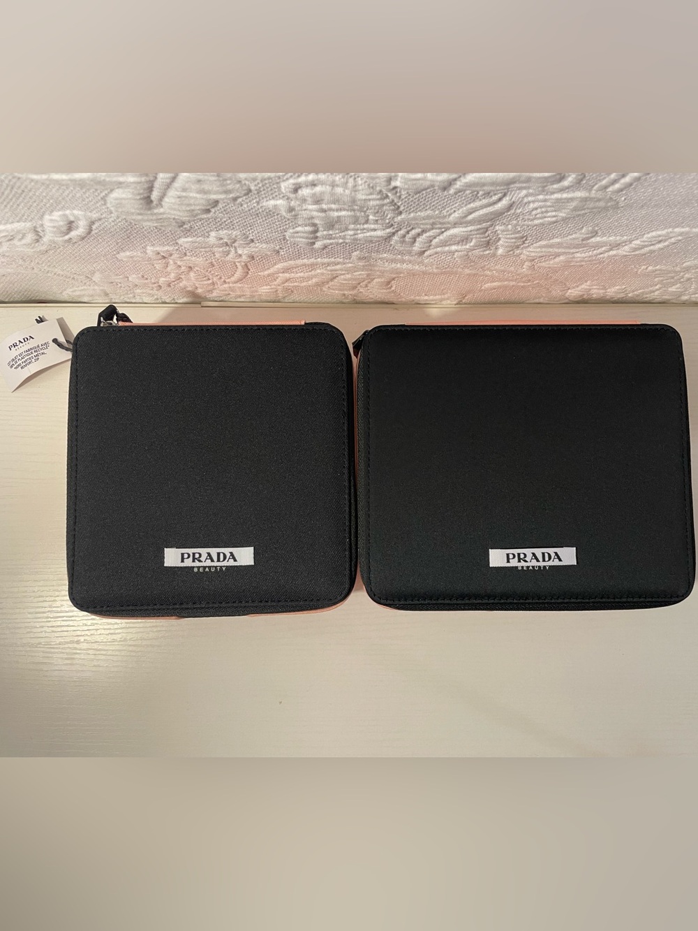 Prada Beauty Paradoxe Black & Pink Rectangle Square Vanity Makeup Cases Set of 2 - Picture 6 of 9